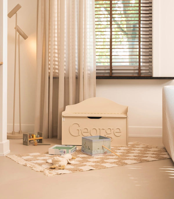 Gepersonaliseerd opbergbankje gefvefd