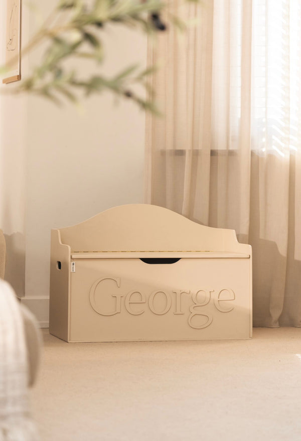 Gepersonaliseerd opbergbankje gefvefd